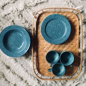 Teal Speckled Stoneware Set